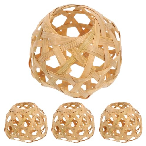 jojofuny 4 Stück Rattan Lampenschirm 7x5.3cm Kleine Bambus Gewebte Lampe Schirm Handgefertigter -Lampenschirme Gewebter Kronleuchter Lampenschirm Für Schlafzimmer Wohnzimmer Hotel