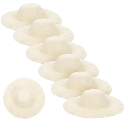 NUOBESTY Miniatur-Puppenhüte Mini-Strohhüte Puppenhüte Winzige Gewebte Hüte Miniatur-Strohhüte Zum Basteln Puppenzubehör Stoff Baby-Strickmütze 10 Stück