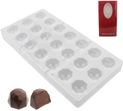 Stampo in policarbonato per cioccolatini, 21 cavità, a forma di diamante, facile da rimuovere e pulire, vassoio trasparente per cioccolatini, dolci, gelatine, caramelle, praline