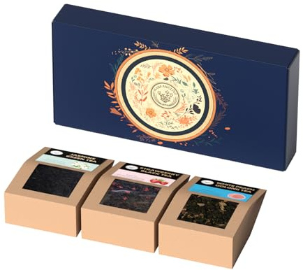 HANFANGLING Tea Gift Box, White Peach Oolong, Jasmine Green, Strawberry Black, Three Combinations, Beautifully Gift Boxed, Perfect as a Gift for Tea Love