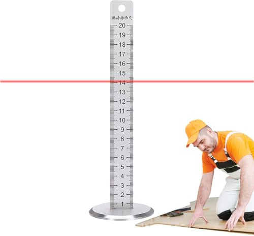 Lineal für gleiche Höhe, Höhenlineal für Decken- und Bodenfliesen - Stahl-Nivelliergerät für Fliesenhöhe | Bodenlineal mit rutschfester Basis, isometrisches und fliesengleiches Höhenlineal für präzise
