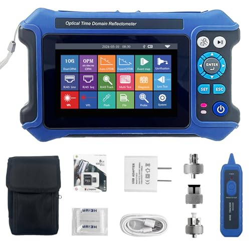 shuokang 16-in-1 OTDR Optical Fiber Tester 1310/1550nm, 11cm Touchscreen und Event Map OLT (Optical Loss Test), Fiber Tester Built-in VFL OPM LS/OLS/RJ45, Funktionen RJ45 Kabel Tester Network Tools