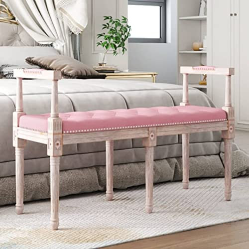 ShGaxin Bänk, Bänkar för Sovrum, Omklädningsbänk, Köksbänkar, Köksbänkar, Köksbänk, Omklädningsbänk, Rosa Sammet 110 x 40 x 70 cm