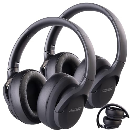 auvisio Reisekopfhörer faltbar: 2er-Set Faltbare Over-Ear-Kopfhörer, Akku, ANC, Bluetooth 5.3, Mikro (Faltbare Kopfhörer mit Kabel, Reise, Senior)