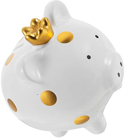 BESPORTBLE Ceramic Crown Piggy Bank Small Money Saving Bank Porcelain Coin Box for Unbreakable Pig Money Container for Home