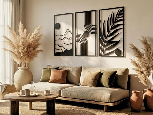 VAILLA Boho Holzdeko Wand 3D – Wandbild Wanddeko Wohnzimmer Schlafzimmer | MDF Sperrholz, Lasergeschnitten, Mandala Makramee Boho, 5 Größen, Schwarz Silber Gold, personalisierbar, Eingang Esszimmer