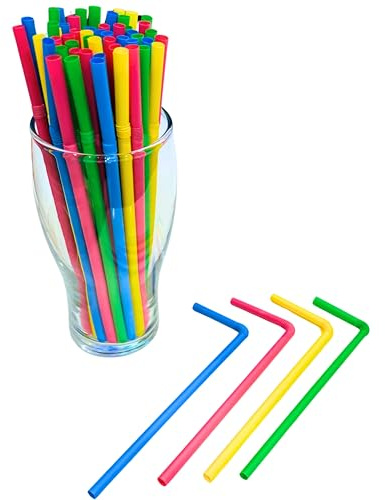 Sugarcane Straws, Flexible Drinking Straws for Smoothies, Milkshakes, Juice, Parties, Kids, Travel, Home, Bars, Events (Plant-Based - 100 Pack)