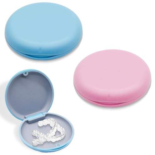 KIRZAX 2 Piezas Caja Ferula Dental,Caja de Almacenamiento para Dentaduras Postizas, Caja Ortodoncia, caja de Retenedor,Porta Apparecchio Denti,Dentale Contenitore Per Protesi Dentarie,Azul + Rosa