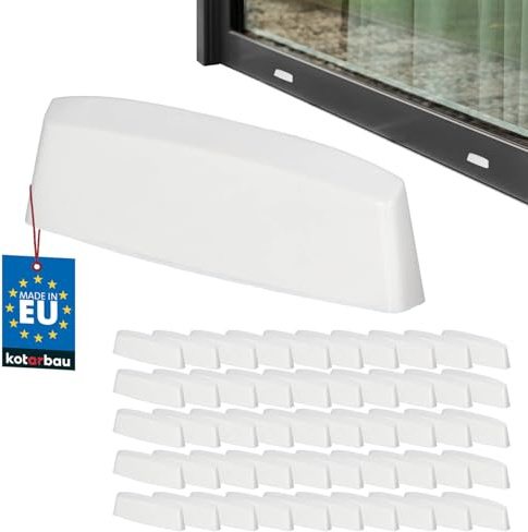 KOTARBAU® 50er Set Wasserschlitzkappen - Fensterabflusslochkappen - 36 mm - ASA-Kunststoff - Weiß - Fensterentwässerung - Entwässerung - Fenster PVC - Schutz - Abdeckung