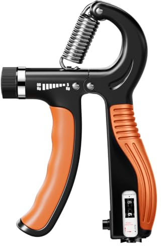 Adjustable Hand Gripper with Smart Counter, 5-60kg Resistance Grip Strength Trainer for Sports and Fitness