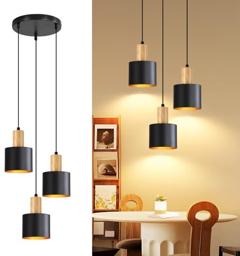 Lichtmaler Hänglampa Matbord Pendellampa E27 Svart - Matsalsslampa Kökslampa Vintage max 25W höjjusterbar Sovrumslampa, utan glödlampa