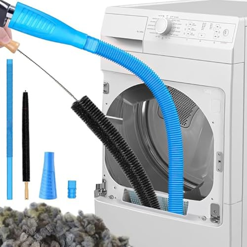 2 Piece Universal Dryer Vent Cleaner Kit, Universal Vacuum Hose Attachment and Lint Brush, Compatible with All Vacuum Cleaners, for Quick Lint Removal