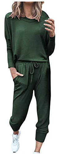 Husdräkt dam mjuk oversize S-3Xl, loungeset 2 delar haremsbyxor | Hemkläder dam elegant lös joggingdräkt rund hals sportdräkt fladdermus träningsoverall dragsko sportdräkt vanlig tracksuit