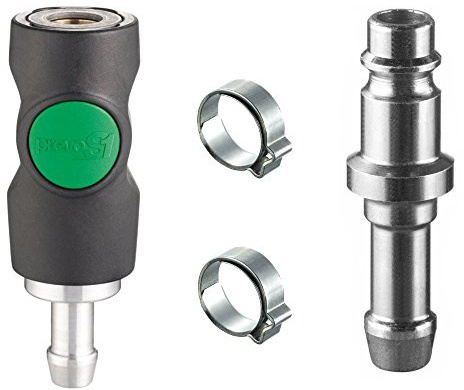 AUPROTEC Druckluft Schnellkupplung Set mit Prevost Sicherheitskupplung 10mm Stecknippel + Schellen