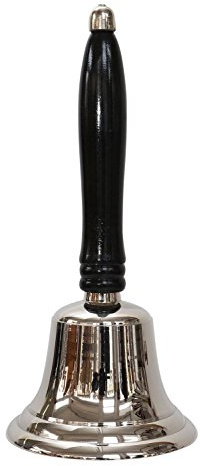 Tischglocke 22cm Handglocke Glocke Schulglocke Antik-Stil Messing Holz (c)