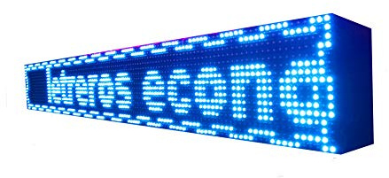 Cartel LED programable con Sensor de Temperatura y Reloj (128x16, Azul) / Letrero programable/Pantalla programable/Pantalla de Texto/Rótulo Luminoso/Reloj electrónico