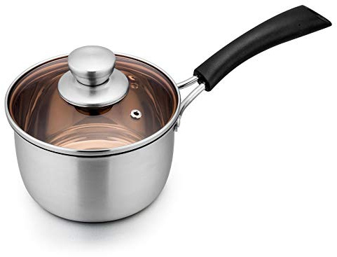 TeamFar 1 Quart Saucepan, Stainless Steel Saucepan with Lid, Small Sauce Pot Milk Pan Cookware for Home Cooking, Non Toxic & Healthy, Easy Clean & Dishwasher Safe