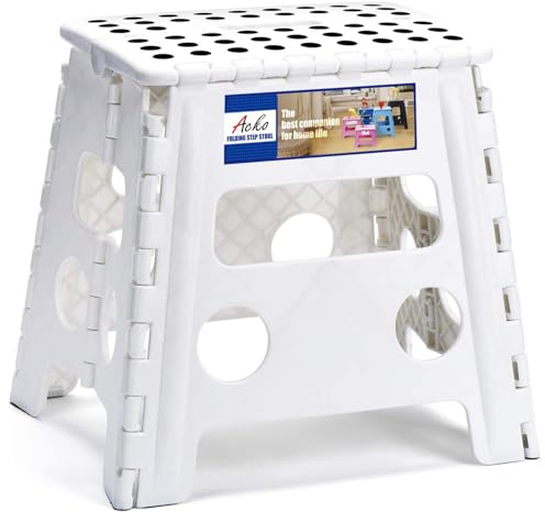 ACKO Folding Step Stool 13 Inch, Heavy Duty for Adults and Kids, White
