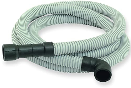 Eastman 8 Foot Dishwasher Drain Hose, Universal Fit with 5/8 Inch, 7/8 Inch, or 1 Inch OD Drain Outlet, 90 Degree Rubber Elbow, Corrugated, Gray PVC, 91218