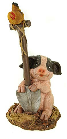 Kremers Schatzkiste Schweinchen müde Figur 30cm - Garten Deko Tierfigur Bauernhof - In/Outdoor Schwein Statue - Handbemalt Polyresin Kunststein Skulptur