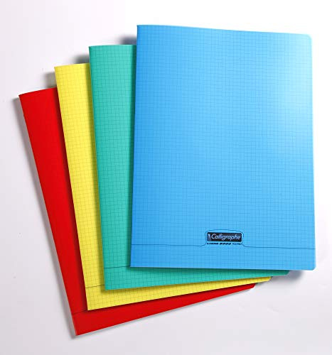 Clairefontaine 18080C - Packung mit 10 Heften Calligraphe geheftet, DIN A4, kariert, 24 Blatt, 90g, farbig sortiert, 1 Pack