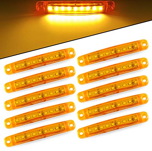 yifengshun 10pcs 9 LED Side Marker Indicator Light Front Rear Side Position Lamps 12V for Truck Camper Van Lorry RV Marker Lights(Amber)