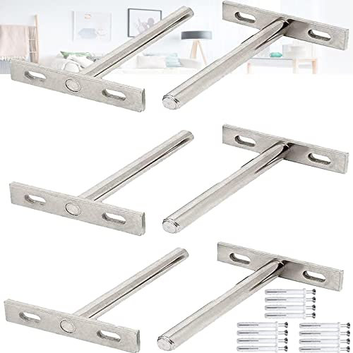 6 Stücke Schwebende Regalhalterungen, Regalbodenträger Regalhalter Unsichtbar, Wandregal Tablarträger Fachboden-Träger, 3 Zoll, mit Schrauben und Wandstopfen für Schwimmende Möbelregalhalterung