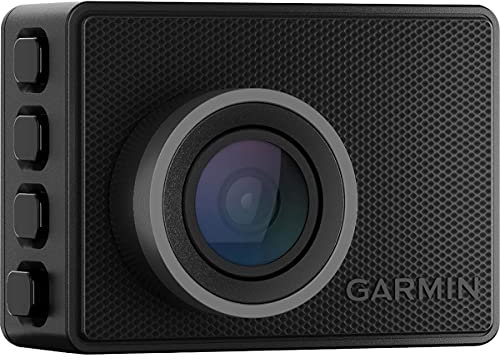Garmin Dashcam 57, 1440p und 140 Grad Sichtfeld, überwachen Sie Ihr Fahrzeug während der Fahrt mit neuen verbundenen Funktionen, Sprachsteuerung, kompakt und diskret, inklusive Speicherkarte