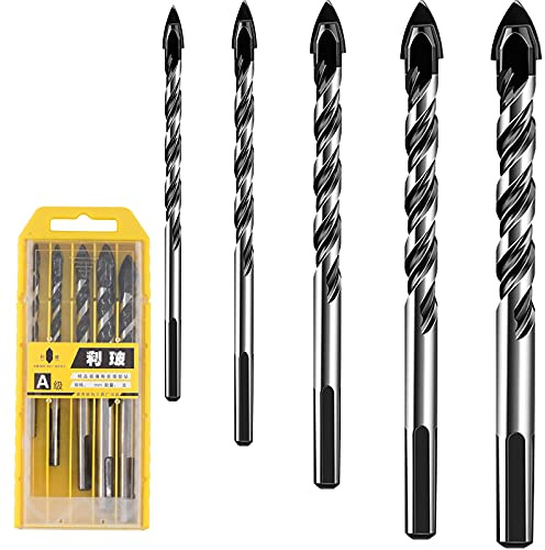 MiDube 5er Bohrer Set Fliesenbohrer, Fliesenbohrer Glasbohrer Set, für das Bohren von Fliesen, Glas, Keramik, Porzellan, Holz, Spiegeln und Mauerwerk (5mm,6mm,8mm,10mm,12mm)