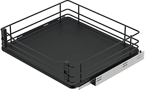 GedoTec Unterschrank-Innenauszug Schrankauszug mit Tablar-Boden | Vollauszug mit Soft-Closing Dämpfung | Küchen-Auszug für Korpusbreite: 600 mm | Tragkraft: 30 kg | 1 Garnitur anthrazit - Auszüge