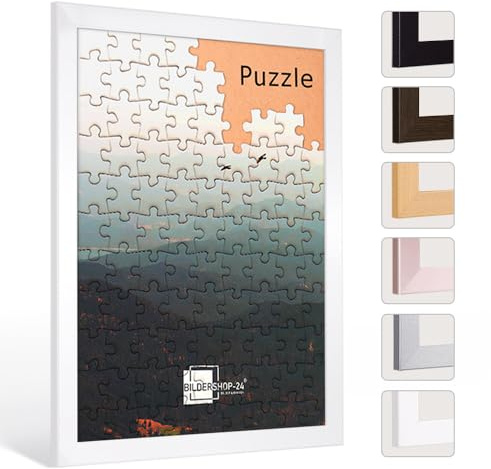 Bildershop-24 Puzzlerahmen London für Puzzle ca. 500-1000 Teile 50x70cm 70x50cm Weiß (Hochglanz) mit Acrylglas