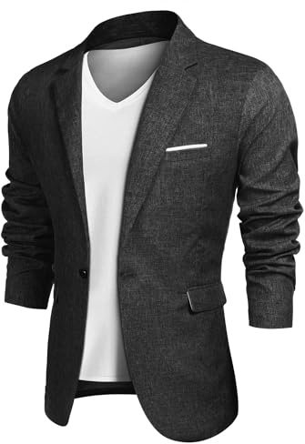 COOFANDY Kostymjacka för män, kavaj, sportjacka, blazer för fritid, arbete, normal passform, med en knapp, XL