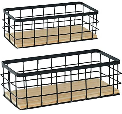 Koomuao Korb Metall schwarz,Aufbewahrungskorb Grid Drahtkorb,Allzweckkorb Aufbewahrungskiste,Dekokörbe Haushalt Drahtkorb für Desktop Obst Snacks Küche Speisekammer