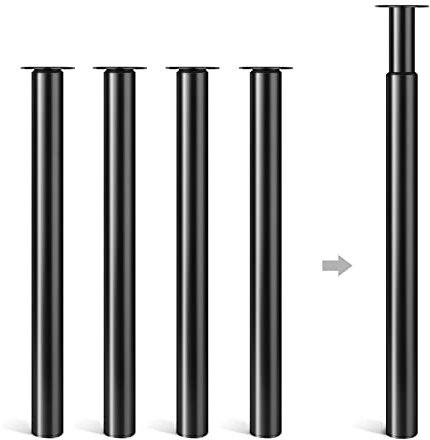 Dhouse Tischbeine Metall Schwarz 4 Stück Ø 60mm Tischbeine Höhenverstellbar 710-1100mm Möbelfuß Zylindrisch Metall Tischbeine Geeignet Tischfuß für Frühstückstisch Schreibtisch Arbeitsplatten