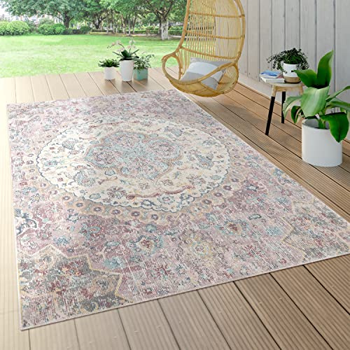 Paco Home In- & Outdoor Teppich Balkon Terrasse Küchenteppich Gartenteppich Modern, Grösse:160x230 cm, Farbe:Pink 2