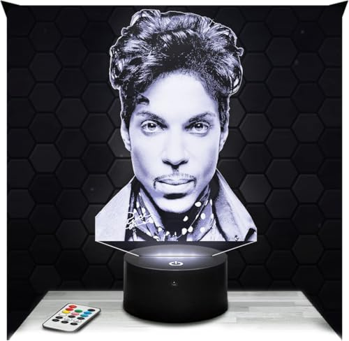 Lampephoto.fr - Lampe Prince 3D Nachtlicht Sänger | Made in France, Sockel & Größe wählbar, dimmbar, Batterie-/USB-Betrieb, HD-Lasergravur, Geschenk für Sie & Ihn