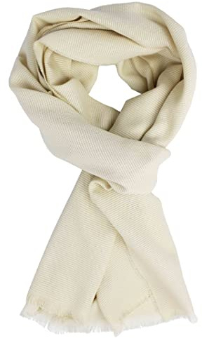 Rotfuchs Sciarpa da uomo da donna, in cotone, tinta unita, colore bianco naturale, leggera, prodotta in Germania, R668, bianco, 175 x 48 cm (L x B)