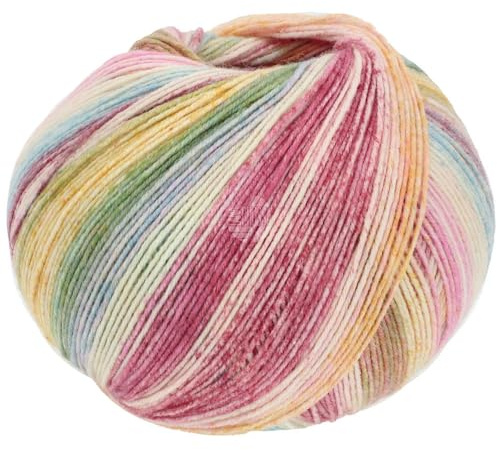 LANA GROSSA Cool Wool 4 Socks Print | Bedrucktes Merino-Sockengarn aus mehrfach verzwirnten Einzelfäden | Handstrickgarne aus 75% Schurwolle | 100g Wolle zum Stricken & Häkeln | 420m Garn FB 7757