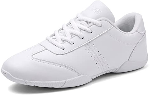 Damen Cheerleading Schuhe Mädchen Atmungsaktiv Tanzschuhe Leichtgewicht Cheer Schuhe Weiß Training Schuhe Fitness Gymnastik Yoga Weiß 36