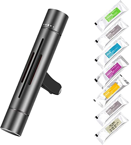 Désodorisant, Bâton De Parfum Solide, diffuseur de parfum à clipser aux grilles d’aération de la voiture, Désodorisant Diffuseur D'huiles avec 7 Feutre de Remplacement