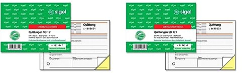 SIGEL SD121 Quittungsblock fortlaufend nummeriert, A6 quer, 2x50 Blatt, selbstdurchschreibend (Packung mit 2)
