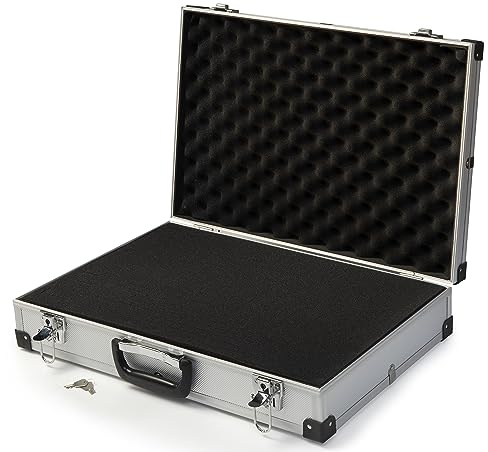 MC.Sammler Valigetta in alluminio con schiuma espansa | valigetta universale per strumenti di misura | 500 x 370 x 120 mm | custodia per attrezzi con inserto in schiuma
