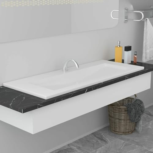 GuyAna Lavabo da Incasso 101x39,5x18,5 cm in Ceramica Bianco,Lavandini Bagno,Lavabo da Incasso,Lavandini,Lavandini Bagno(SPU:145064)