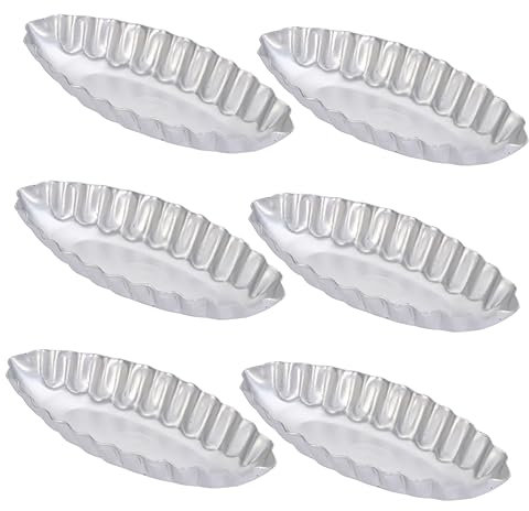 ifundom 6pcs Small Creative Cake Baking Molds Anodized Aluminum Alloy Flower Boat Shape Egg Tart Dessert Baking Trays Kitchen Tools for Homemade Pastry