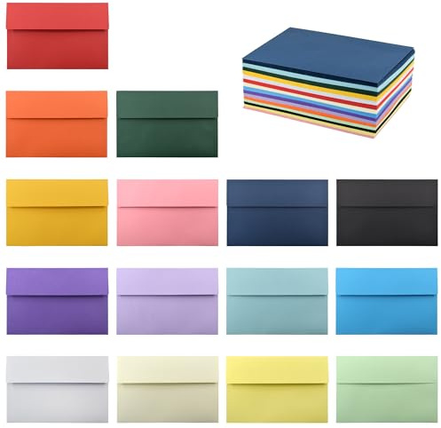 VANRA 150 Pack bunte Umschläge für Einladungen A2 Umschläge Bulk für 4,25x5,5 Grußkarten, Hochzeitseinladungen, Foto (15 Farben)