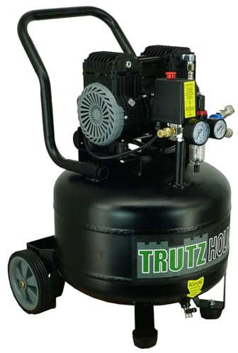 TRUTZHOLM Silent Flüsterkompressor stehend innenbeschichtet 900 W / 36 Liter silent leise 62dB Druckluft, Kompressor, ölfrei, 8 bar, Ansaugleistung 128 L/Min inkl. Zubehör