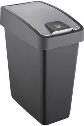keeeper Cestino Premium con Coperchio Ribaltabile, Soft Touch, 25 L, 39,5 x 24 x 47,5 cm, Magne, Grigio (grafite)