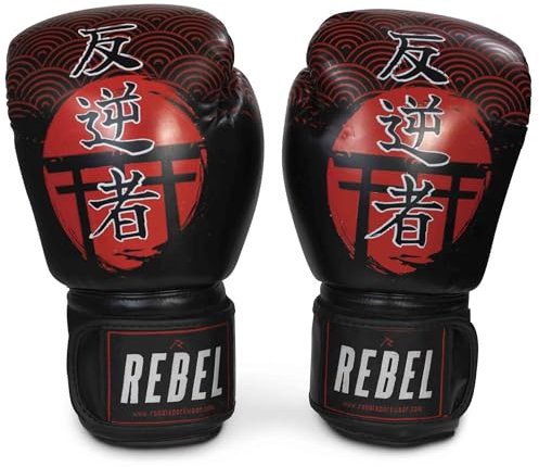 Rebel® Samurai Boxhandschuhe mit bestem Sitz für maximale Stabilität | Männer und Frauen | für Boxen, MMA, Muay Thai, Kickboxen & Kampfsport 08 10 12 14 16 oz | (12)