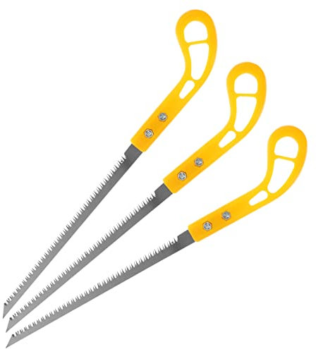 HOMSFOU Mini Scie à Main Japonaise Portative, Poignée Antidérapante, Solide En Plastique Jaune, Pour Travail Du Bois, Élagage Et Bricolage, Lot De 3 Pièces, Usage Jardinage Et Artisanat