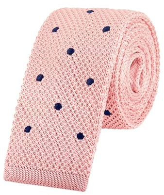 WANYING Herren 5,5cm 2,17 Gepunktete Schmale Krawatte Strickkrawatte Gestrickte Krawatte mit Quadratische Enden Narrow Knit Tie Retro Vintage Trendy Sportlich Casual Büro - Gepunktet